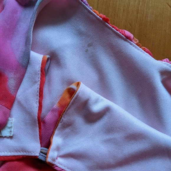 Everly Watercolor Hi Low Dress, Sheer with Lining, Pink & Multi print, size S - Picture 9 of 9